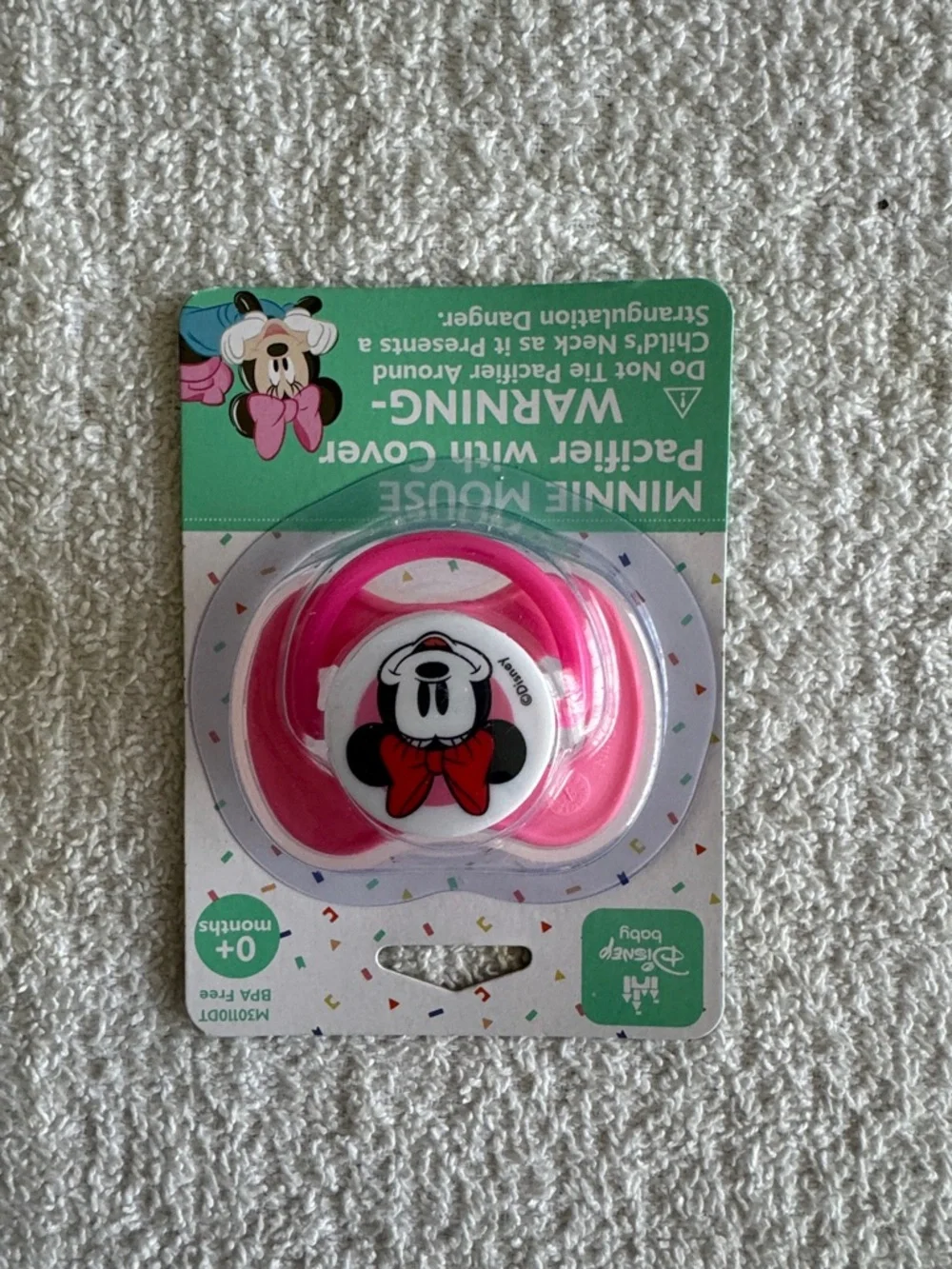 Disney Baby Minnie Mouse Pink Pacifier with Cover